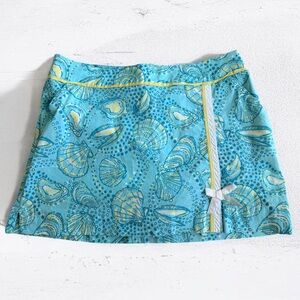 Lilly Pulitzer Shorely Skort Blue & Yellow Seashell Print Size 10